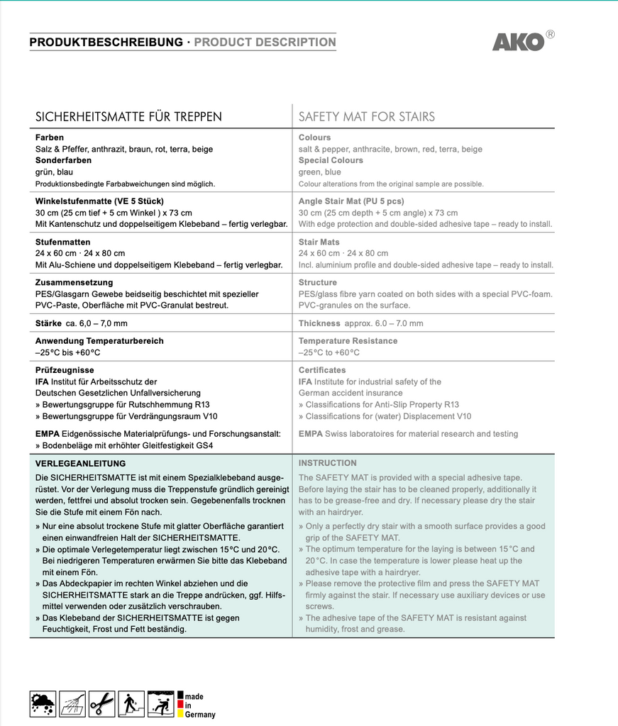 AKO SICHERHEITSMATTE FÜR TREPPEN ROT