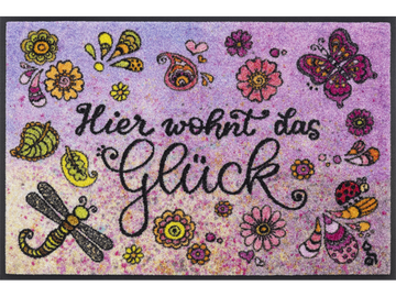 Hier wohnt das Glück wash + dry Fußmatte