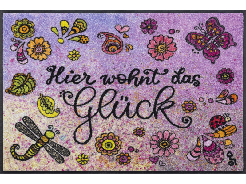 Hier wohnt das Glück wash + dry Fußmatte